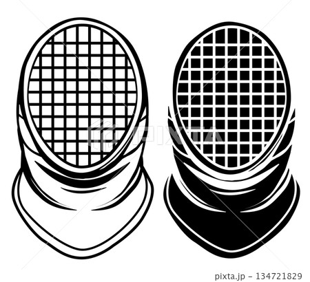 Fencing mask icon. Fencing mask filled sign. Fencing mask filled outline symbol. Fencing mask icon. Fencing mask filled sign. Fencing mask filled outline symbol. 134721829