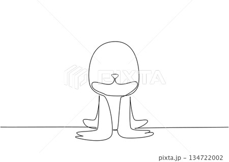 Single line drawing of a small, cute sea lion sitting upright, symbolizing a friendly and playful marine animal. Nature concept related to an international event Marine Conservation Day. Single line drawing of a small, cute sea lion sitting upright, symbolizing a friendly and playful marine animal. Nature concept related to an international event Marine Conservation Day. 134722002