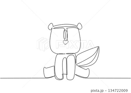 Continuous line drawing of an animal, a cute skunk sitting down with its large, bushy tail visible, symbolizing distinct. Nature concept related to an international event North American Wildlife Day. Continuous line drawing of an animal, a cute skunk sitting down with its large, bushy tail visible, symbolizing distinct. Nature concept related to an international event North American Wildlife Day. 134722009