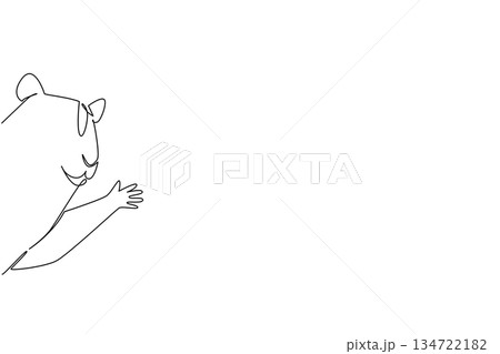 One line drawing of an animal, a hamster waving paw leg, a nature concept related to an international event Say Hi Day celebration. 134722182
