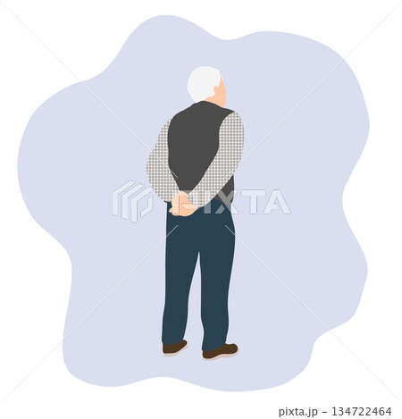 後ろ姿の高齢男性イラスト｜シニア・老後・人生を考えるイメージ 134722464