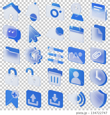 Blue UI/UX Glassmorphism Icon Set Blue UI/UX Glassmorphism Icon Set 134722747