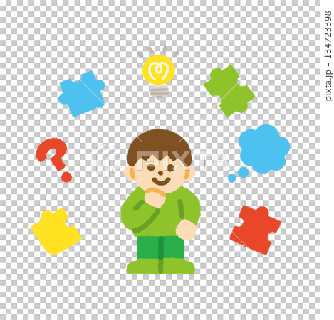 考える 男の子 アイデア アイコン パズル 手描き パステル 考える 男の子 アイデア アイコン パズル 手描き パステル 134723398