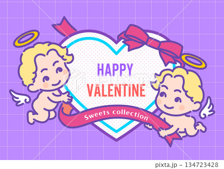 シティポップ風なバレンタインデーのベクターイラストセット③ 134723428