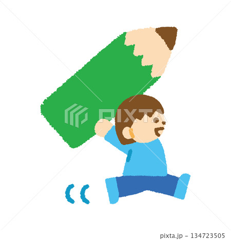鉛筆 女の子 運ぶ 手描き パステル イラスト 134723505