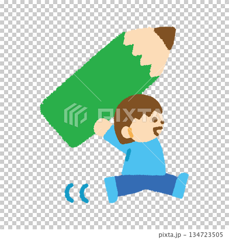 鉛筆 女の子 運ぶ 手描き パステル イラスト 134723505