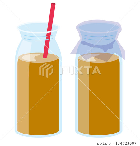 瓶入りのコーヒー牛乳のイラスト 134723607