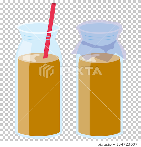 瓶入りのコーヒー牛乳のイラスト 134723607