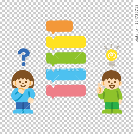 プログラミング ブロック 子供 手描き パステル イラスト 134723715