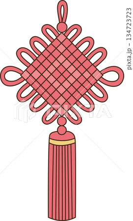 Cute Cartoon Red Chinese Luck Knot Ornament with Tassel Illustration for Lunar New Year Decoration Cute Cartoon Red Chinese Luck Knot Ornament with Tassel Illustration for Lunar New Year Decoration 134723723