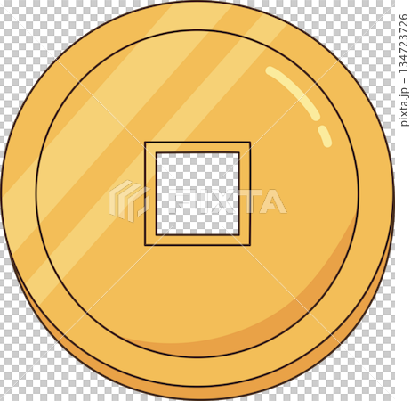 Kawaii Golden Ancient Chinese Lucky Coin Illustration for Prosperity and Lunar New Year Kawaii Golden Ancient Chinese Lucky Coin Illustration for Prosperity and Lunar New Year 134723726