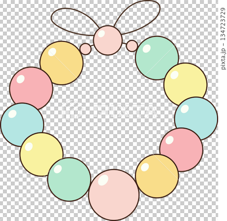 Kawaii Pastel Bead Bracelet Illustration with Bow for Lunar New Year and Asian Festivals 134723729