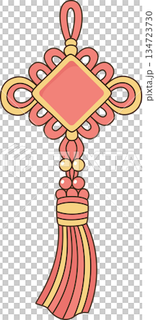 Kawaii Chinese Mystic Knot Ornament with Tassel for Lunar New Year Illustration Kawaii Chinese Mystic Knot Ornament with Tassel for Lunar New Year Illustration 134723730