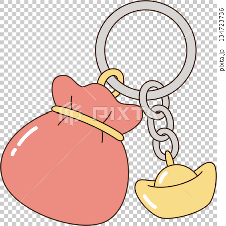 Kawaii Red Lucky Pouch and Golden Sycee Ingot Keychain for Lunar New Year Kawaii Red Lucky Pouch and Golden Sycee Ingot Keychain for Lunar New Year 134723736