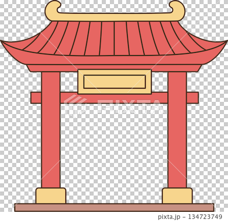 Cute Cartoon Chinese Traditional Arch Gate for Lunar New Year 134723749