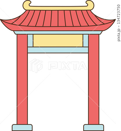 Traditional Chinese Gate Illustration Traditional Chinese Gate Illustration 134723750