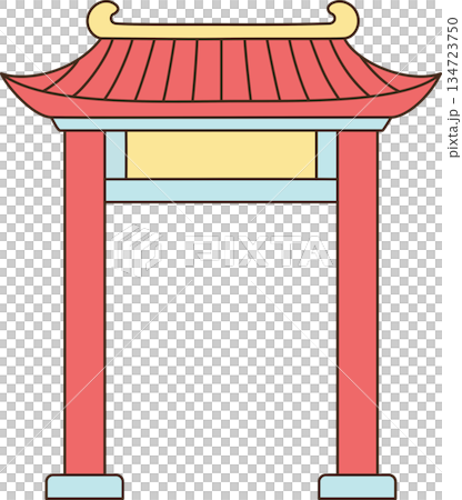 Traditional Chinese Gate Illustration Traditional Chinese Gate Illustration 134723750