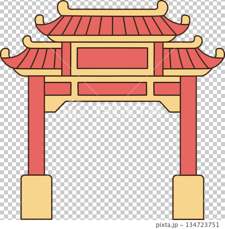 Traditional Chinese Gate Archway Illustration Traditional Chinese Gate Archway Illustration 134723751