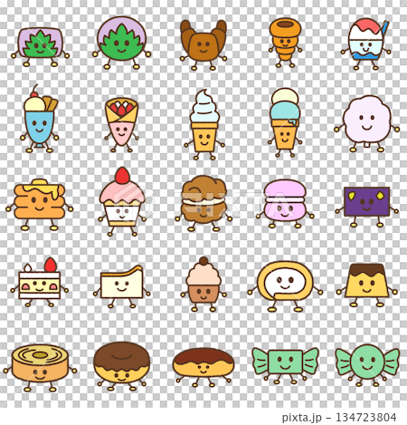 手繪食物角色插畫圖示集 134723804