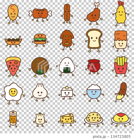 手繪食物角色插畫圖示集 134723805