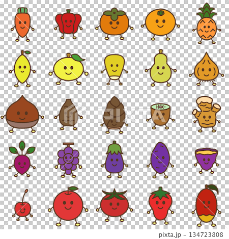 Hand-drawn food character illustration icon set Hand-drawn food character illustration icon set 134723808