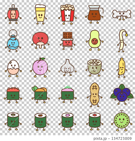 手繪食物角色插畫圖示集 134723809