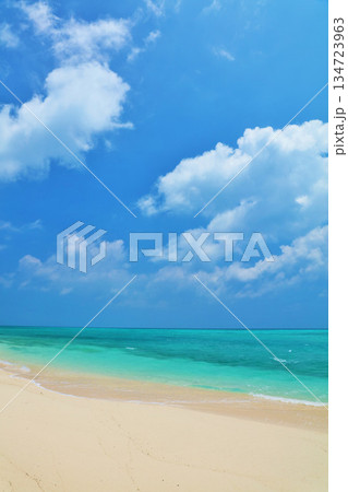 沖縄 夏の青空と池間島の海 沖縄 夏の青空と池間島の海 134723963