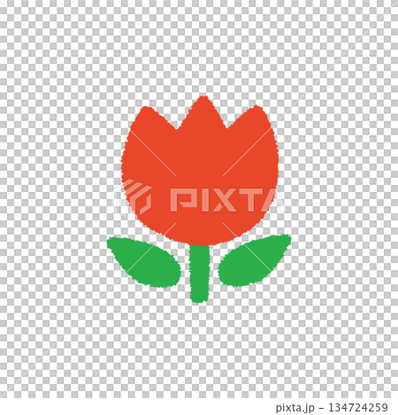 鬱金香春花手繪粉彩可愛插畫 134724259