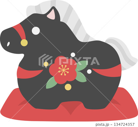 かわいい午の土鈴のイラスト 黒色 かわいい午の土鈴のイラスト 黒色 134724357