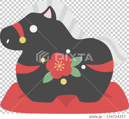 かわいい午の土鈴のイラスト 黒色 かわいい午の土鈴のイラスト 黒色 134724357