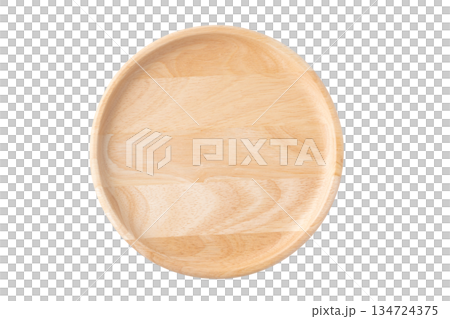 One wooden round plate on a transparent background (png) 134724375