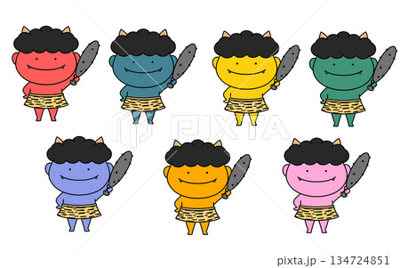 金棒を持っている鬼のイラストセット 134724851