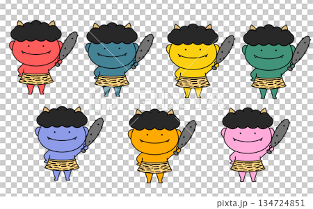 金棒を持っている鬼のイラストセット 134724851