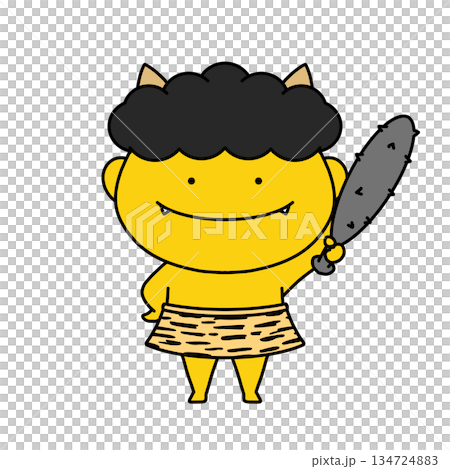 Illustration of a demon holding a golden club Illustration of a demon holding a golden club 134724883