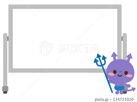 ホワイトボードの前に立つばい菌のキャラクター ホワイトボードの前に立つばい菌のキャラクター 134725020
