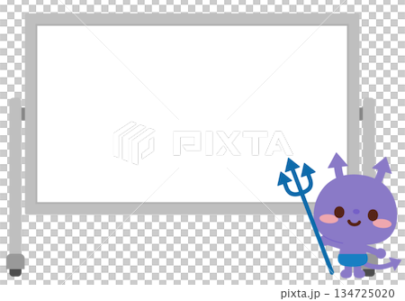 ホワイトボードの前に立つばい菌のキャラクター ホワイトボードの前に立つばい菌のキャラクター 134725020