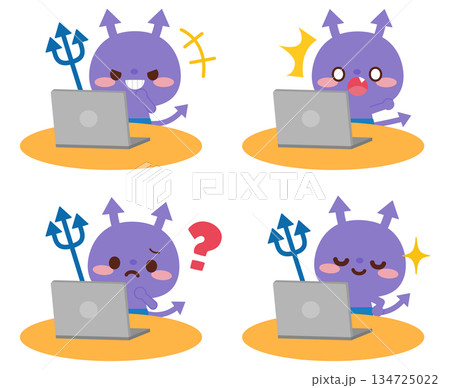 パソコンとウイルスのキャラクター 134725022
