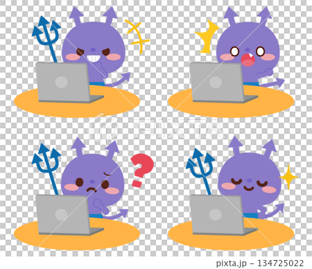 パソコンとウイルスのキャラクター 134725022