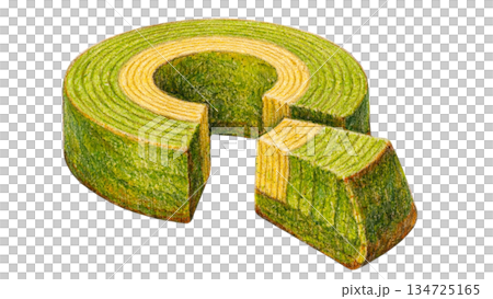 抹茶タイプのバウムクーヘンイラスト 134725165