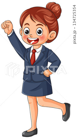 Cheerful Businesswoman Raising Fist in Victory Pose Cheerful Businesswoman Raising Fist in Victory Pose 134725354
