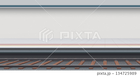 The platform of the train station with blank sement wall graphic illustration. 134725989