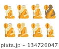 Eight Thai Theravada Buddhist monks with Fan 134726047