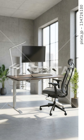 Exploded View Of Modern Floating Computer Workspace Exploded View Of Modern Floating Computer Workspace 134726180