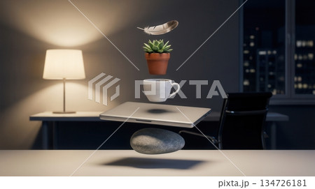 Surreal Gravity Defying Office Objects Balance Art Surreal Gravity Defying Office Objects Balance Art 134726181