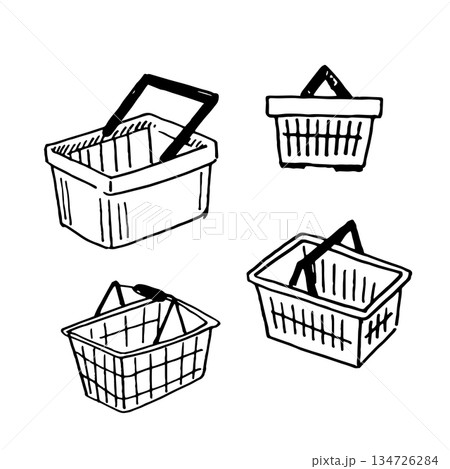 Hand drawn shopping basket 134726284