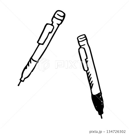 Hand drawn mechanical pencil doodle Hand drawn mechanical pencil doodle 134726302