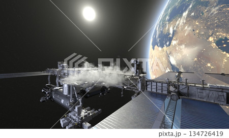 人工衛星と地球 134726419