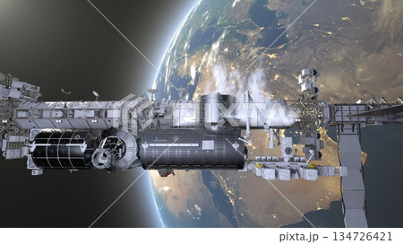 人工衛星と地球 人工衛星と地球 134726421
