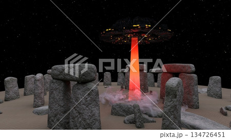 UFOに攻撃される古代遺跡 134726451