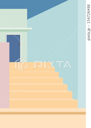 Minimalist pastel architecture landscape flat design have blue sky vertical background graphic illustration. Minimalist pastel architecture landscape flat design have blue sky vertical background graphic illustration. 134726498